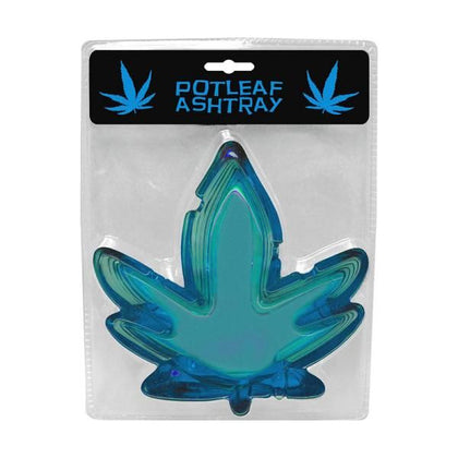 Blue Pot Leaf Glass Ashtray - Stylish and Decorative Smoking Accessory