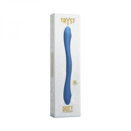 SensualHut presents the LUXE Tryst Duet Double-Ended Vibrator, Model TRYST-200, a Sophisticated Periwinkle Dual Pleasure Toy for Intimate Couples Play or Solo Adventures
