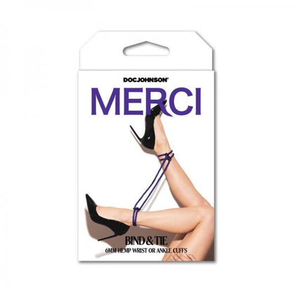 Merci Bind&tie 6mm Hemp Wrist/Ankle Cuffs: Sensation Series M1 Violet Bondage Restraints - Unisex Wrist-Ankle Pleasure Cuffs