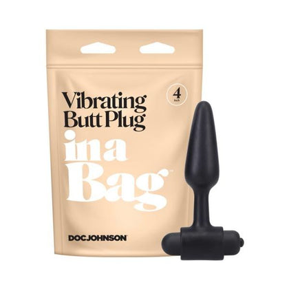 Doc Johnson 4in Black Silicone Vibrating Butt Plug - Model VBP-4 - Unisex Anal Pleasure Toy - Adult Naughty Store