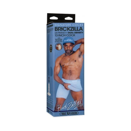 Signature Cocks Brickzilla Ultraskyn Cock With Removable Vac-u-lock Suction Cup 13in Chocolate