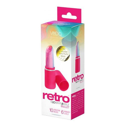 Vedo Retro Rechargeable Bullet Pink - Powerful 10-Mode Silicone Pleasure Toy for Women's Intense Stimulation - Adult Naughty Store