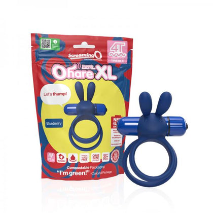 Screaming O True Silicone® Rabbit Vibrating Cock Ring 4T Ohare XL Blueberry for Men: Targeted Stimulation for Enhanced Pleasure