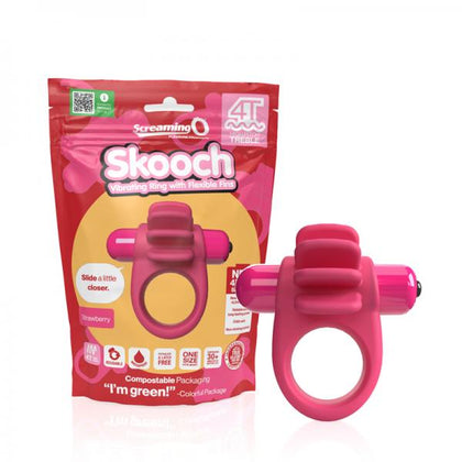 Screaming O Textured Vibrating Cock Ring - 4T Skooch Strawberry - Unisex Pleasure - Pink