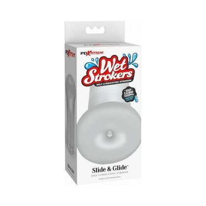 PDX Extreme Wet Stroker Slide & Glide Frosted - Self-Lubricating Male Masturbator for Intense Pleasure in a Dripping Wet Experience - Model X2000 - Designed for Men - Ultimate Satisfaction and Sensation in Every Stroke - Frosted White
