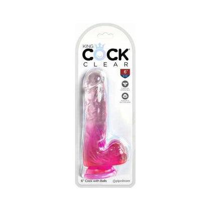 King Cock Clear With Balls 6in Pink Translucent Realistic Dildo for Enhanced Pleasure Experience - Model KC-6P - Adult Naughty Store