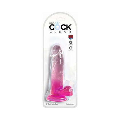 King Cock Clear With Balls 7in Pink - Realistic Translucent Dildo for Intense Pleasure - Adult Naughty Store