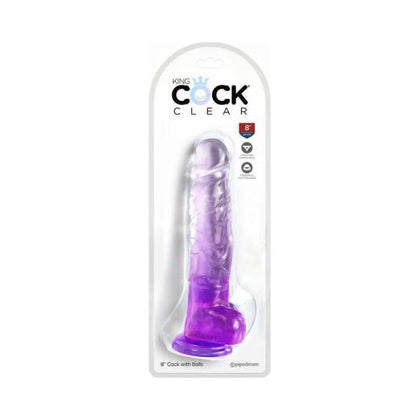 King Cock Clear With Balls 8in Purple Realistic Dildo for Enhanced Pleasure - Model KCC-8P - Adult Naughty Store