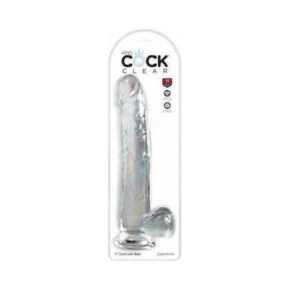 King Cock Clear With Balls 11in Clear - Transparent Pleasure for All Genders and Sensations