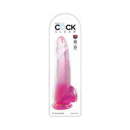King Cock Clear With Balls 10in Pink - Transparent Realistic Dildo for Intense Pleasure