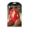 Fantasy Lingerie Vixen Hearts On Fire Crotchless Lace Teddy With Open Pearl Draped Back Red O/s - Adult Naughty Store