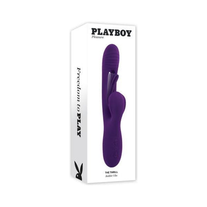 Playboy The Thrill Rechargeable Silicone Dual Stim Vibrator With Flapper Acai - Premium Pleasure Toy for Women - Intense Stimulation for Clitoral and G-Spot Orgasms - Elegant Purple