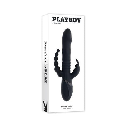 Playboy Big Bunny Energy Rechargeable Silicone Triple Stim Vibrator 2am - Powerful Triple Stimulation Pleasure for Women's Anal, Vaginal, and Clitoral Play - Midnight Black