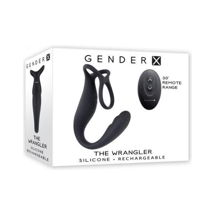 Introducing the Gender X Wrangler RC-1 Silicone Vibrating C-ring with Remote Control - Black: The Ultimate Pleasure Powerhouse - Adult Naughty Store