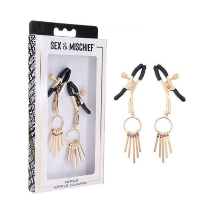 Sportsheets Sex & Mischief Verge Nipple Clamps - Adjustable Erogenous Zone Stimulators for Intense Pleasure - Model VNC-001 - Unisex - Gold - Adult Naughty Store