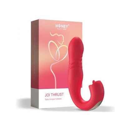 Introducing the Honey Play Box Joi Thrust App Controlled Thrusting G-spot Vibrator & Tongue Clit Licker Red - The Ultimate Pleasure Experience for All Genders
