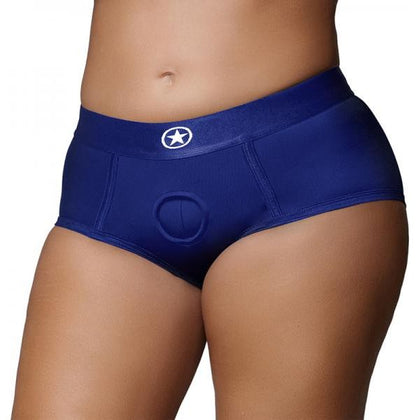 Ouch! Vibrating Strap-On Brief Royal Blue XL/XXL - Model X69 - Unisex - For Pleasurable Strap-On Play