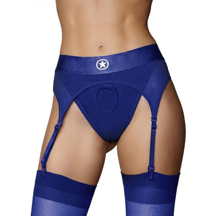 Ouch! Vibrating Strap-On Thong Royal Blue XS/S - Unisex Strap-On Panties for Intimate Pleasure