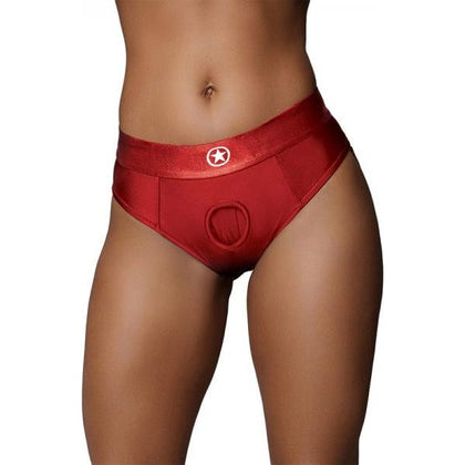 Ouch! Vibrating Strap-On Thong Model VX12M-L for Women in Red - Intimate Pleasure and Comfort