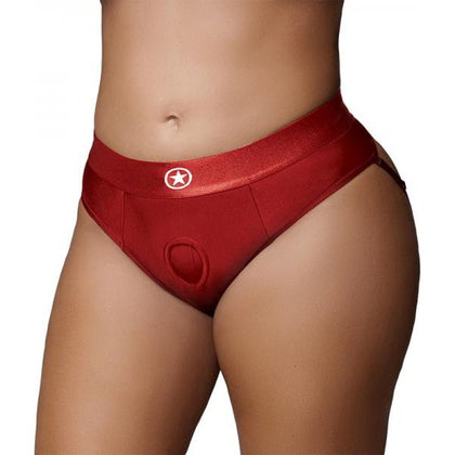 Ouch! Vibrating Strap-on Thong Removable Butt Straps Red XL/XXL: Rechargeable 10-Speed Vibrating Panty for Women, Perfect for Rear Pleasure