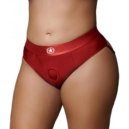 Ouch! Vibrating Strap-on Thong Removable Butt Straps Red XL/XXL: Rechargeable 10-Speed Vibrating Panty for Women, Perfect for Rear Pleasure - Adult Naughty Store