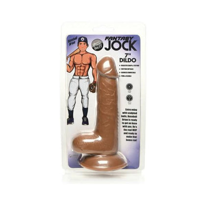 Jock Baseball Brian 7 In. Dildo With Balls Medium - Realistic Design, Suction Cup, Harness Compatible, PVC, Hypoallergenic, Non-Porous - Pleasure for All Genders - Black - Adult Naughty Store