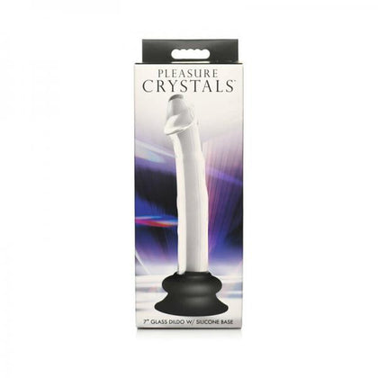 Introducing the Exquisite Pleasure Crystals 7 In. Glass Dildo - Model V7. Ideal for Women - Enchanted Pink