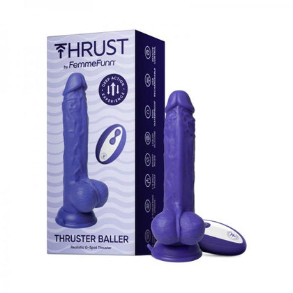 Femmefunn Realistic Thrusting Dildo - Thruster Baller Dark Purple MF3037 - Unisex Stimulation - LIQUISILK™ Technology