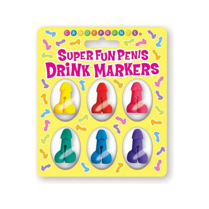 Introducing the Playful Pleasures Super Fun Penis Drink Markers 6-piece Set - The Ultimate Party Accessory for Unforgettable Gatherings! - Adult Naughty Store