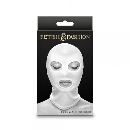 Fetish & Fashion Eyes&Mouth Hood Model WHT-001 Unisex Erotic Nylon Hood in White