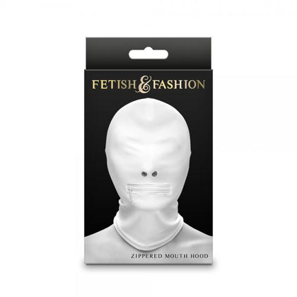 Fetish & Fashion Zippered Mouth Hood - Seductive Sensory Deprivation Tool for Submissive Play - Model X7 - Unisex - Mouth and Eyes Coverage - White