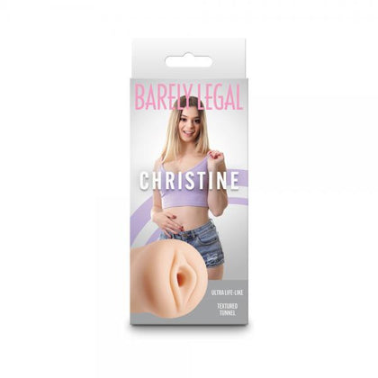 Introducing the XR Brands Barely Legal Christine Stroker: Ultra-Realistic TPR Open-Ended Sexy Stroker for Men in Textured Onyx Black