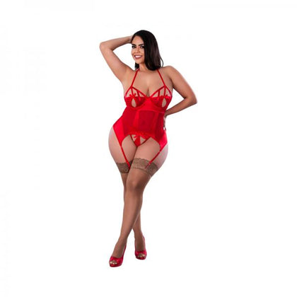 Magic Silk Holidaze Peek-a-boo Basque And Pull Open G-string Red Queen Size