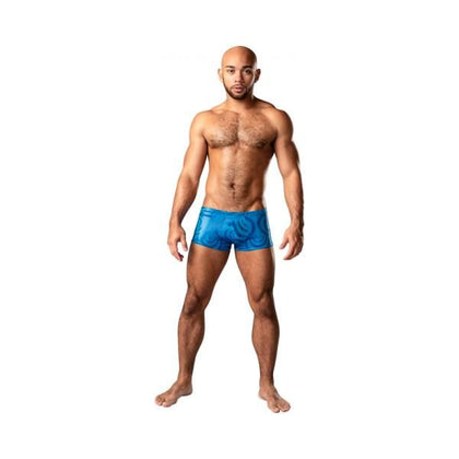 Male Power Kaleidickscope Mini Short Sky Blue L - Sensational Men's Contoured Pouch Underwear for Unforgettable Pleasure - Model KS-MSB-L - Adult Naughty Store