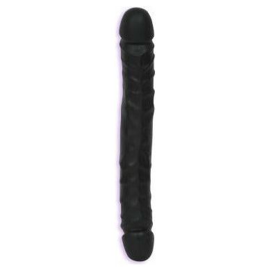 Introducing the SensaPleasure Jr. Double Header 12in - Black: The Ultimate Shared Pleasure Dual-Ended Dildo