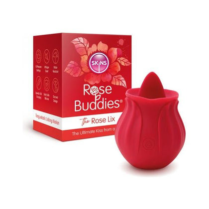 Skins Rose Buddies The Rose Lix Mini Vibrator - Model RLX-10 - For Women - Tongue Action - Rose Pink