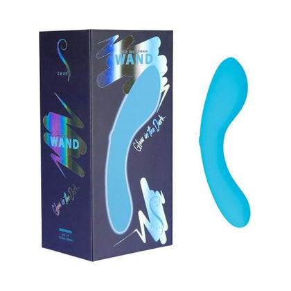 Swan The Mini Swan Wand X1 Vibrating Silicone Massager - Female G-Spot and Clitoral Stimulation - Glow-in-the-Dark Blue - Adult Naughty Store