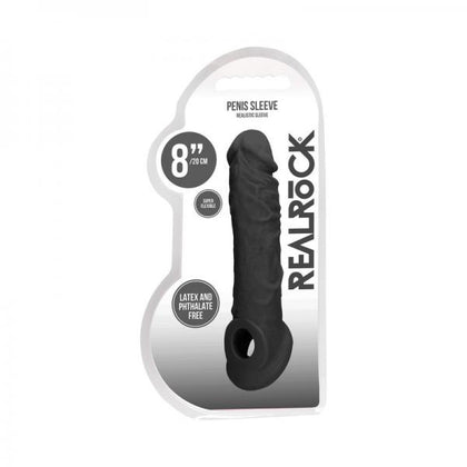 Realrock Skin 8 In. Penis Extender Sling Black | Lifelike Dong Model 500 | Male | Full-Length Pleasure | Matte Black