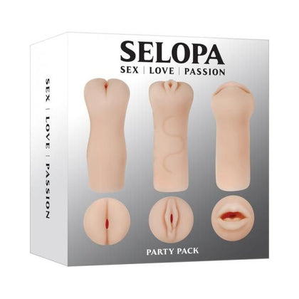 Introducing the Selopa Party Pack 3-Piece Stroker Set - Model LT-001 for Men in Light - Dive Into Sensual Bliss with Anal, Vaginal, and Oral Pleasure Strokers