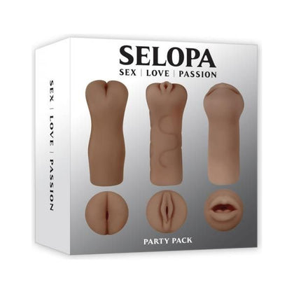 Selopa Dark 3-Piece Stroker Party Pack Model X12 for Men - Anal, Vaginal, Oral Strokers - Black