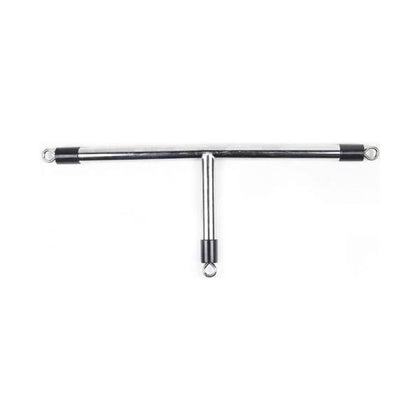 Ple'sur Metal 3 Point T Spreader Bar for Bondage Play - Model XYZ123 - Unisex - Wrist and Ankle Cuffs - Silver