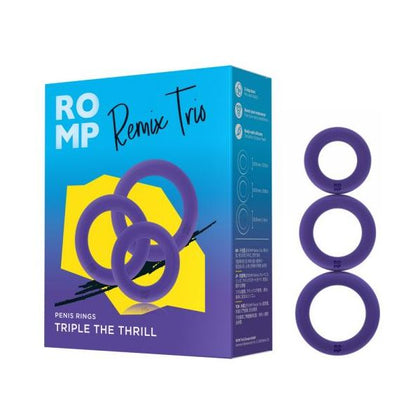 Introducing the ROMP Remix Trio Stretchy Penis Rings Set - Model X3, Unisex Genital Pleasure Enhancers in Vibrant Colours