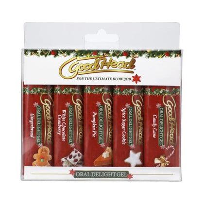 Doc Johnson GoodHead Oral Delight Gel 5-Pack - Model 9001 - Unisex Flavoured Candy Pleasure Gel Kit - Multi Flavour