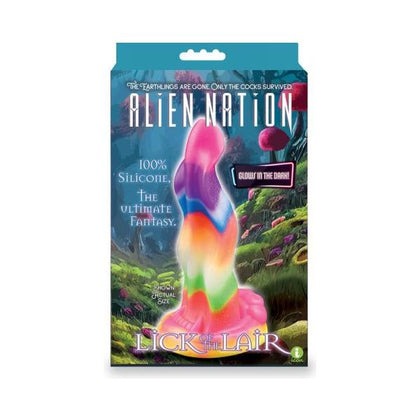 Aliennation Tongue-Shaped Glow-in-the-Dark Silicone Dildo - Lick Of The Lair 7 - Unisex Erotic Pleasure Toy - Rainbow Glow