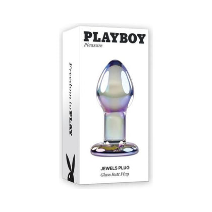 Tantalizing Playboy Jewels Plug Model 136M: Unisex Glass Butt Plug for Sensual Pleasure in Iridescent Crystal