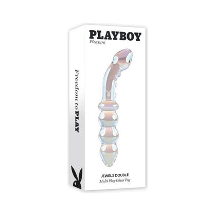 Playboy Jewels Double Glass Dildo - Jewels Double Model J341, Unisex, G-spot & P-spot Stimulation, Iridescent Crystal Flare