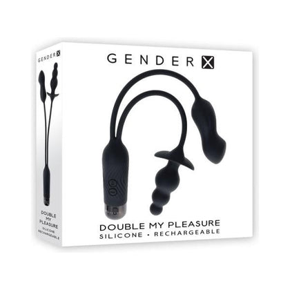 Gender X Double My Pleasure Silicone Anal Plug & Vibrating Mini-Vibe | Model X345 | Unisex | Anal & Clitoral Stimulation | Black