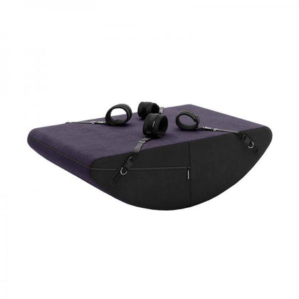 Introducing the Luxurious Liberator Valkyrie Edition Scoop Rocker with Cuffs - A Powerful Intimate Positioning Cushion Combo for Women, Plum.