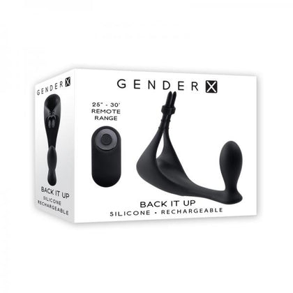 Experience Ultimate Pleasure with Gender X's Back It Up Rechargeable Lasso C-ring And Plug With Remote Silicone Black - Model GX-300 for All Genders - Anal and Genital Stimulation