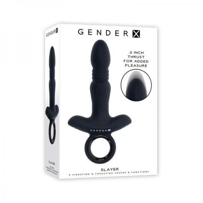 Gender X Slayer Rechargeable Ring Thruster Vibe Silicone Black: Premium Thrusting Vibrator for Intense Pleasure for All Genders